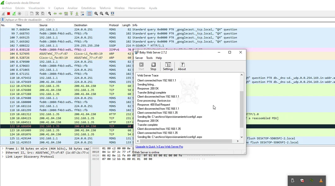 Análisis de tráfico de red con Wireshark